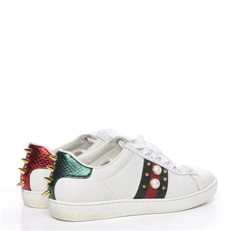 womens white gucci sneakers with pearls|Gucci ace sneakers on sale.